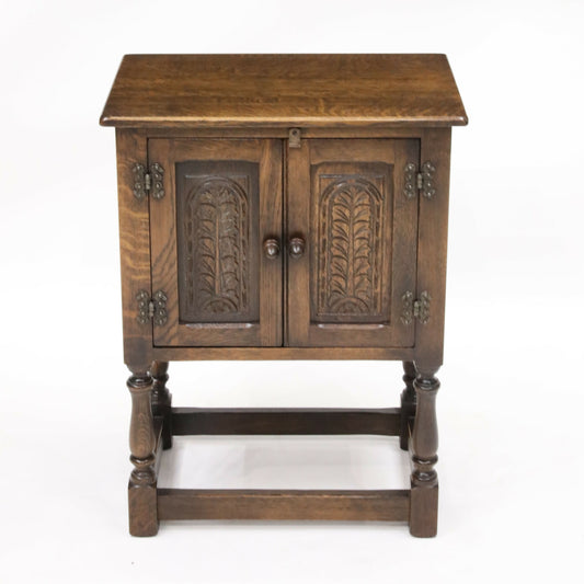 Old Charm Style Oak Pedestal Cupboard Bedside Cabinet Carved Doors FREE DELIVERY. SBR9516/0209D