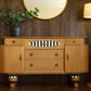 Art Deco Beautility Sideboard. Refinished Oak Cabinet. Striped vintage furniture.