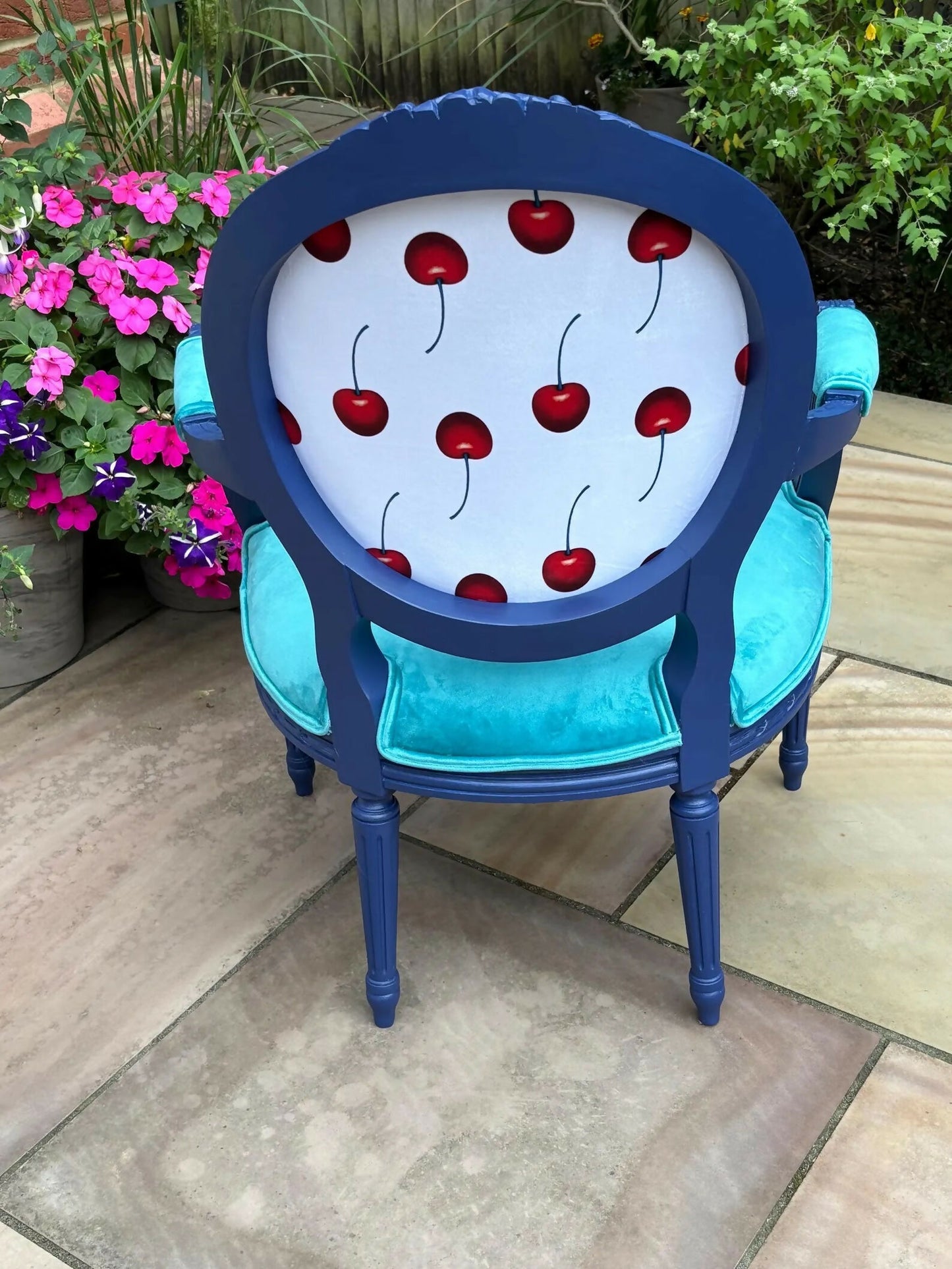 Blue Vintage Chair, Artist Design Bespoke Accent Chair, Statement Furniture