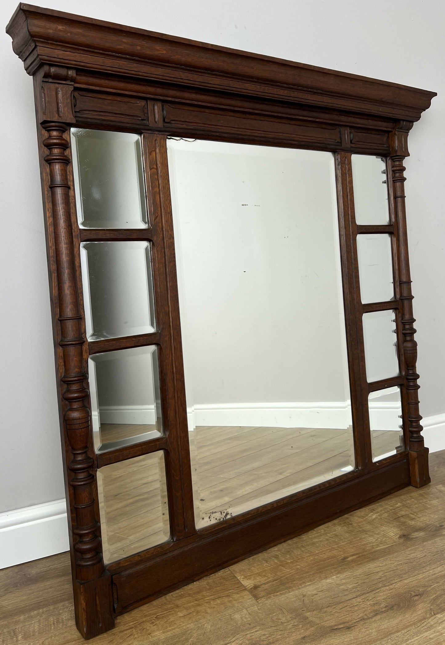 Mirror Antique French Oak Wall Mirror Bevelled Large Glass Wall Frame LOT 6370