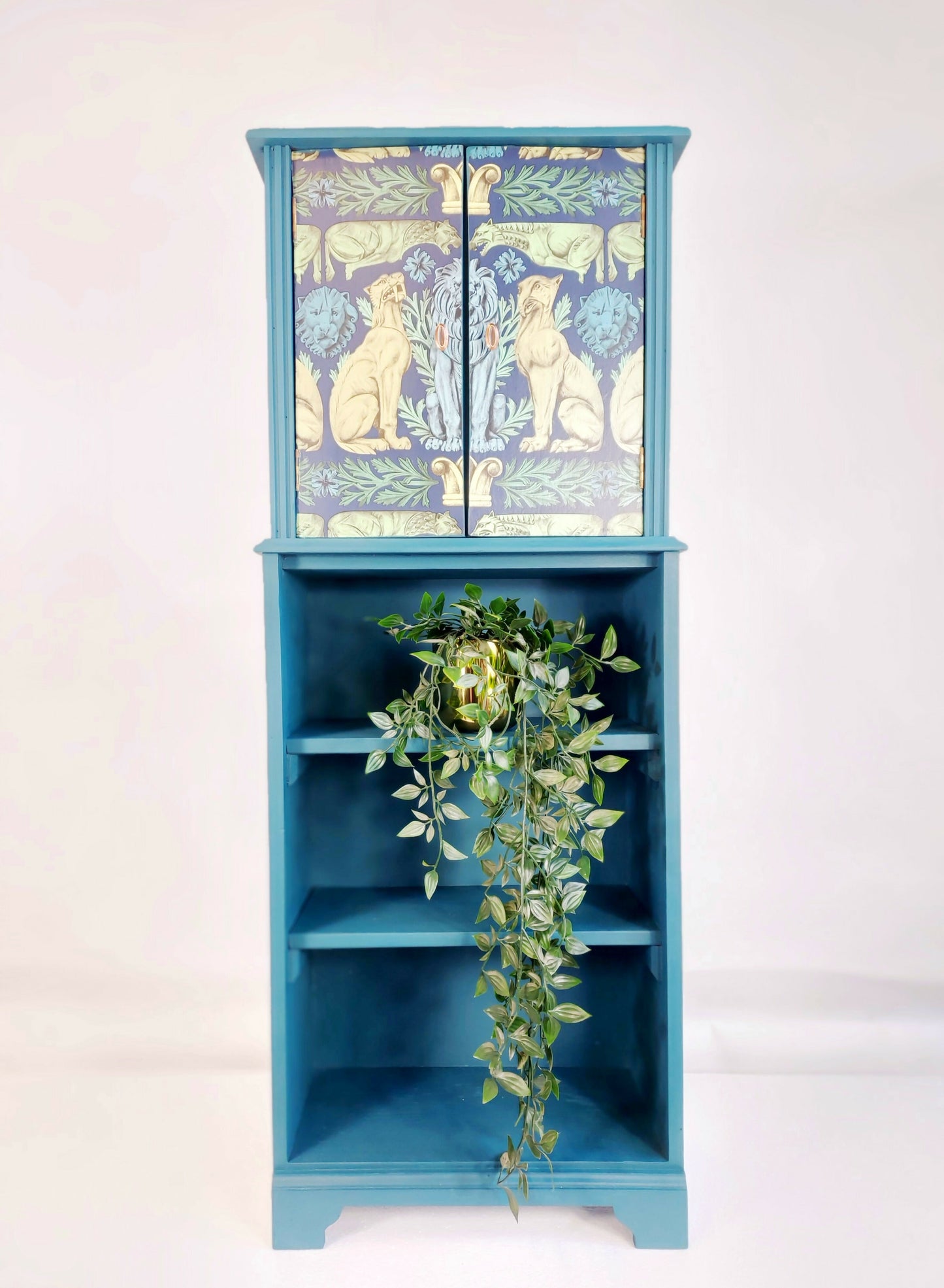 Teal Cabinet With Decorative Front
