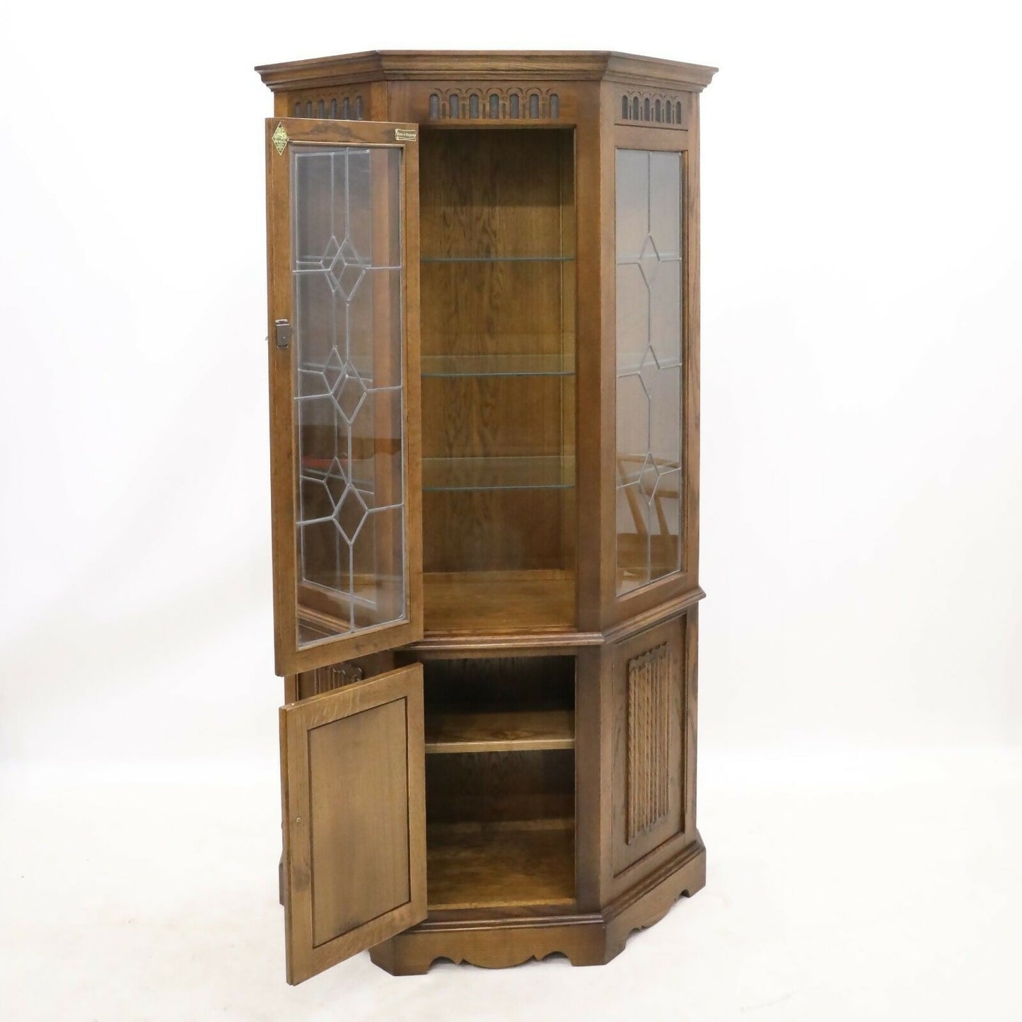 Old Charm Display Cabinet Lower Cupboard Light Oak Leadlight FREE* UK Delivery
