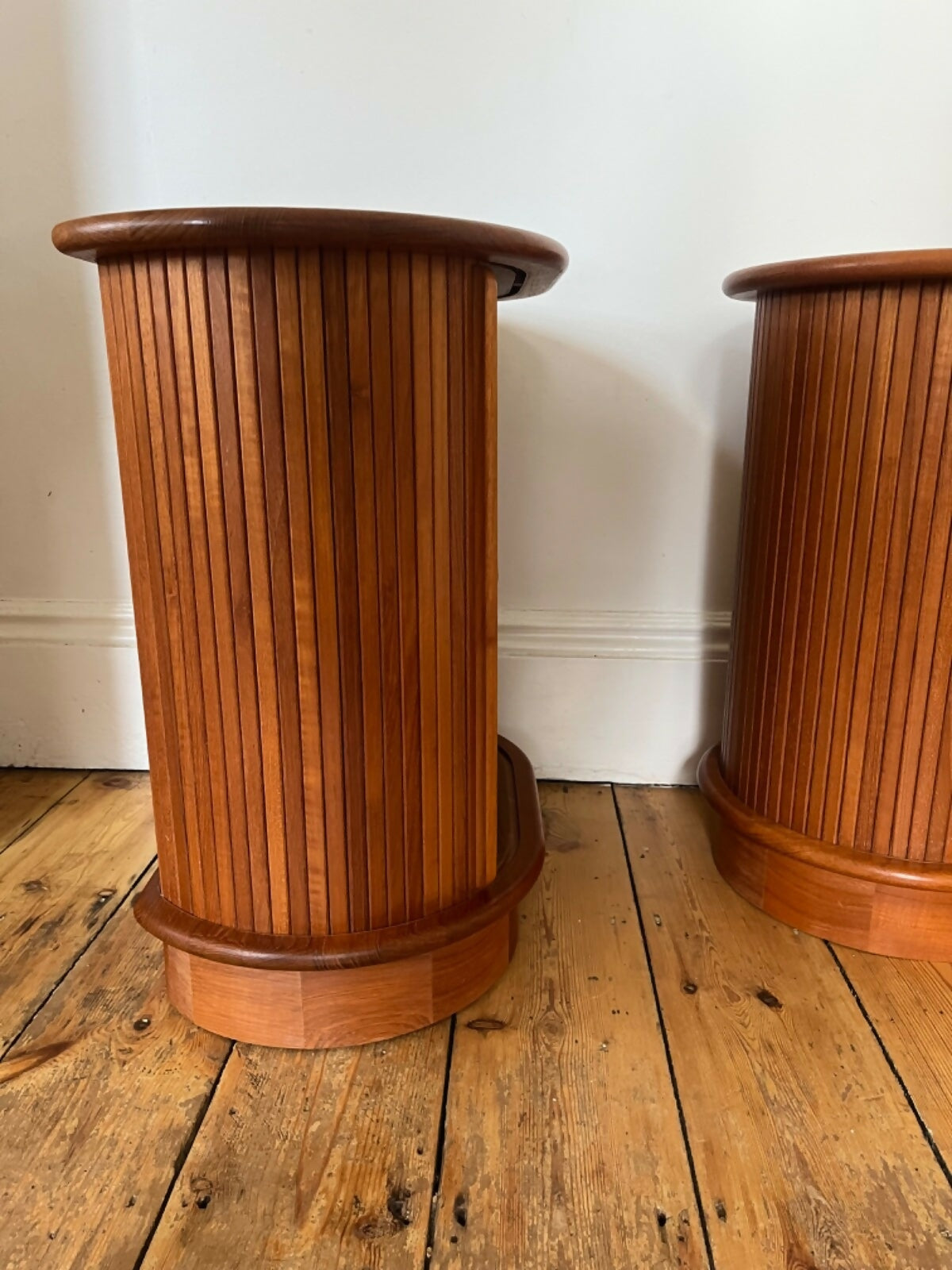 Danish Retro Teak Bedside Cabinets By Dyrlund W Tambour Doors