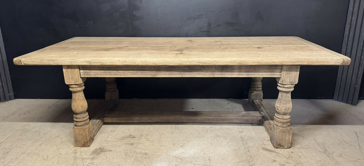 Rare Deep Large Oak Farmhouse Dining Table