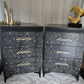 Luxe Black & Gold upcycled Leopard Print Bedside Tables | Art Deco Glam