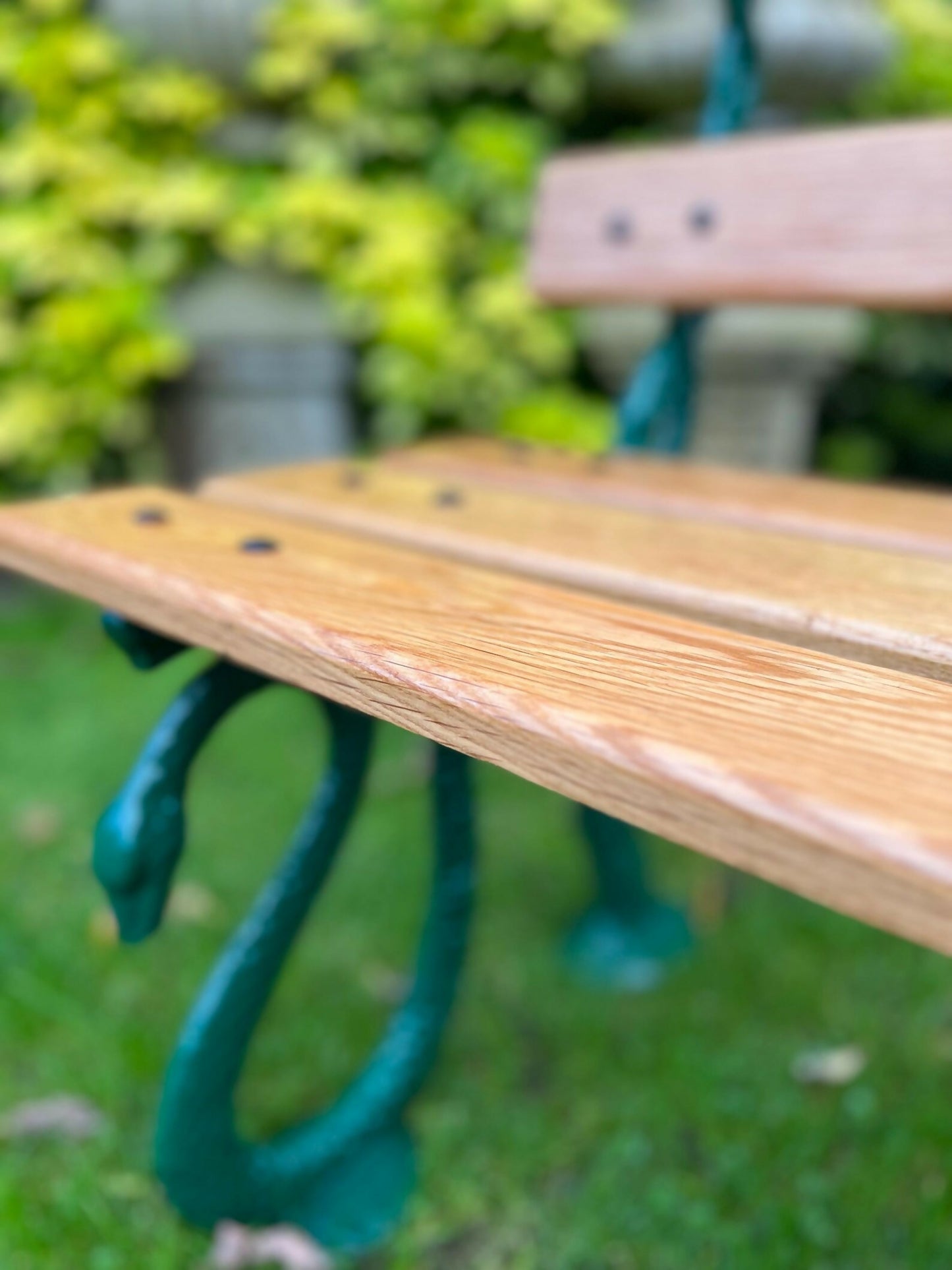 Hissing Serpent Cast Iron and Oak Garden Bench