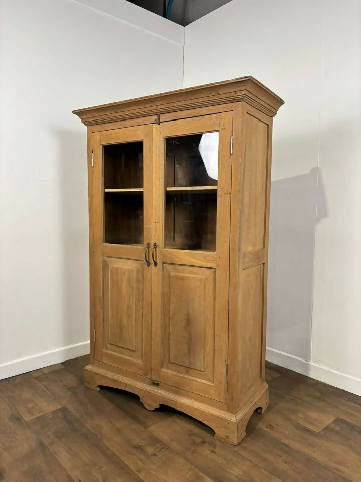 Vintage Indian Reclaimed Solid Wood Glazed Cupboard