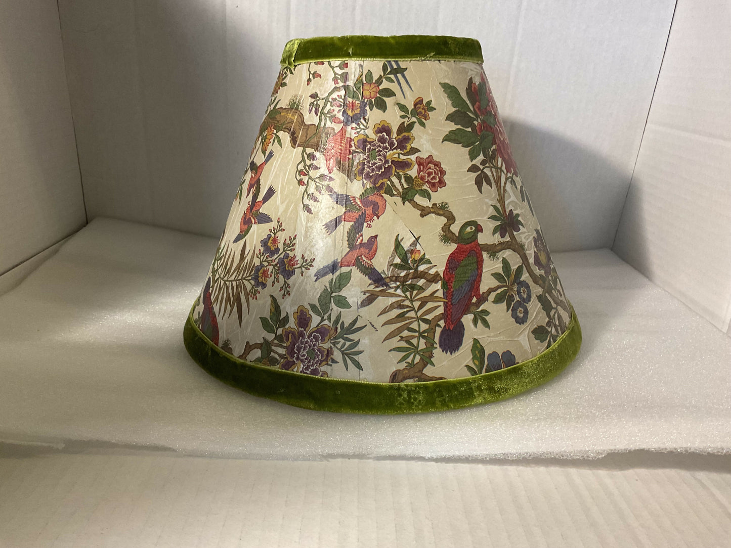 Decoupage and velvet Chinoiserie Lampshade