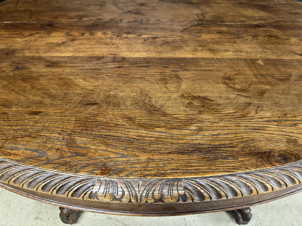 French Carved Oak Hunting Table