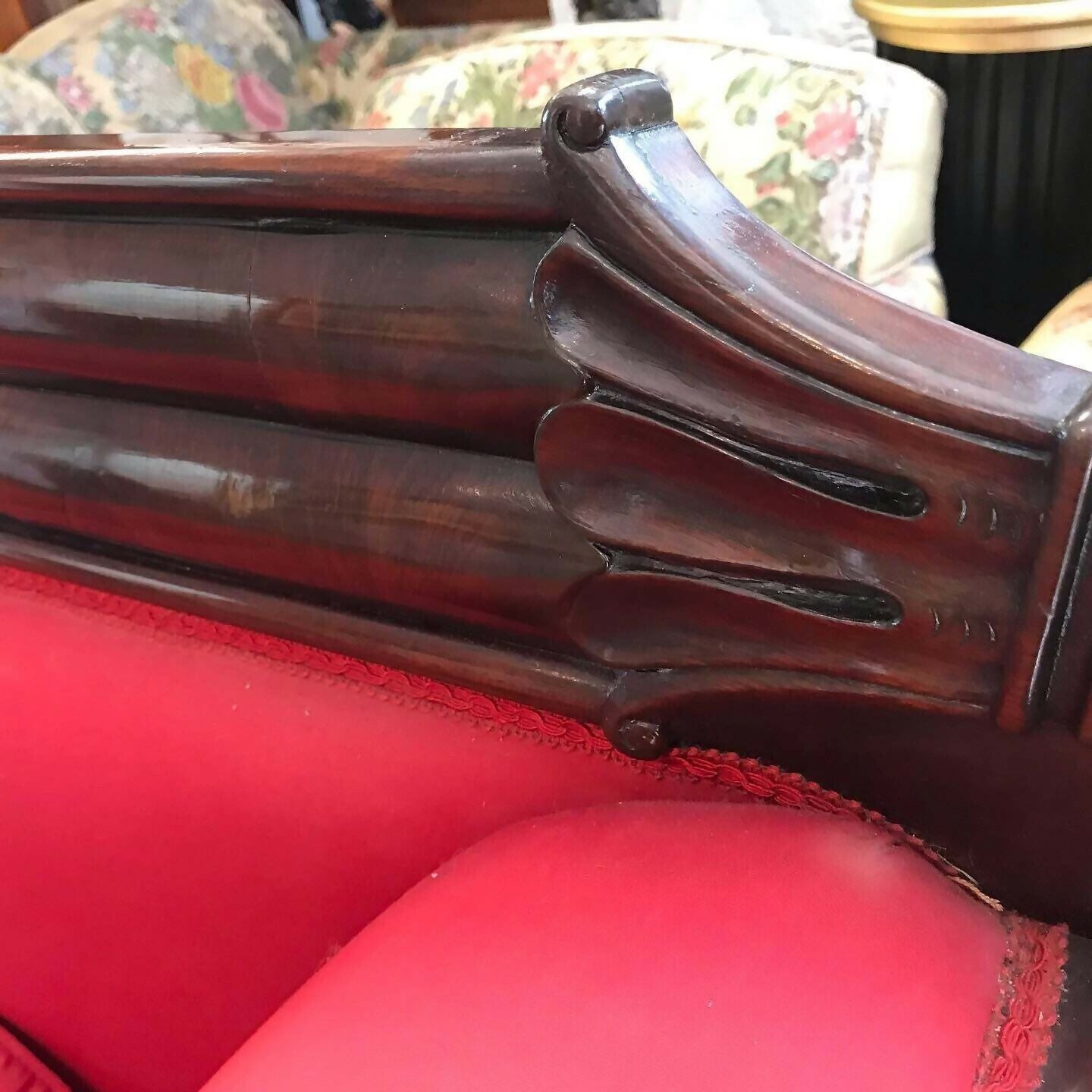 Vintage Victorian 3 Seater Mahogany Sofa With Curved Ends, Lions Paw Feet. Stunning!!