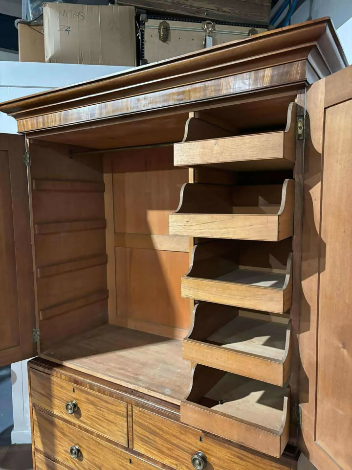 Georgian Flame Mahogany Linen Press