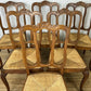 Dining Chairs Vintage French Louis Style Oak Rush Seat Set of 6 Chairs LOT 6348