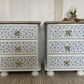 Pair of pine bedside drawers featuring floral decoupage