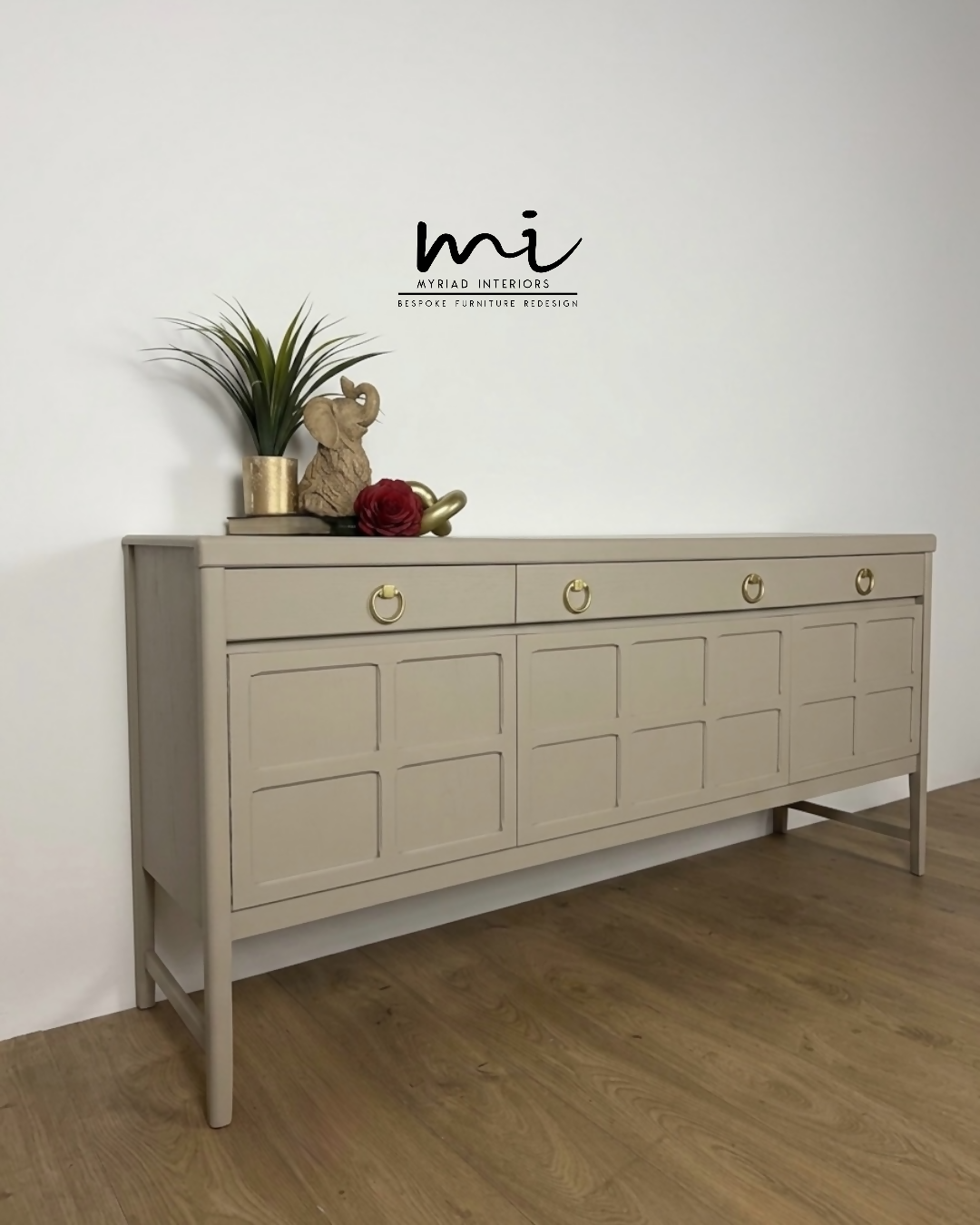 Refinished Large Neutral Vintage Nathan Sideboard with drinks cabinet - beige, cream, cocktail cabinet, tv stand, media unit, retro nude