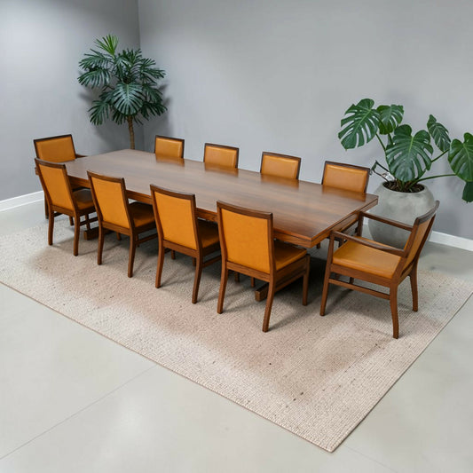Mid Century Teak Dining Set 10 Alfred Cox Chairs 306cm x 122cm Pedestal Table