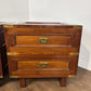 Pair of Campaign Style Hardwood Bedside Chests