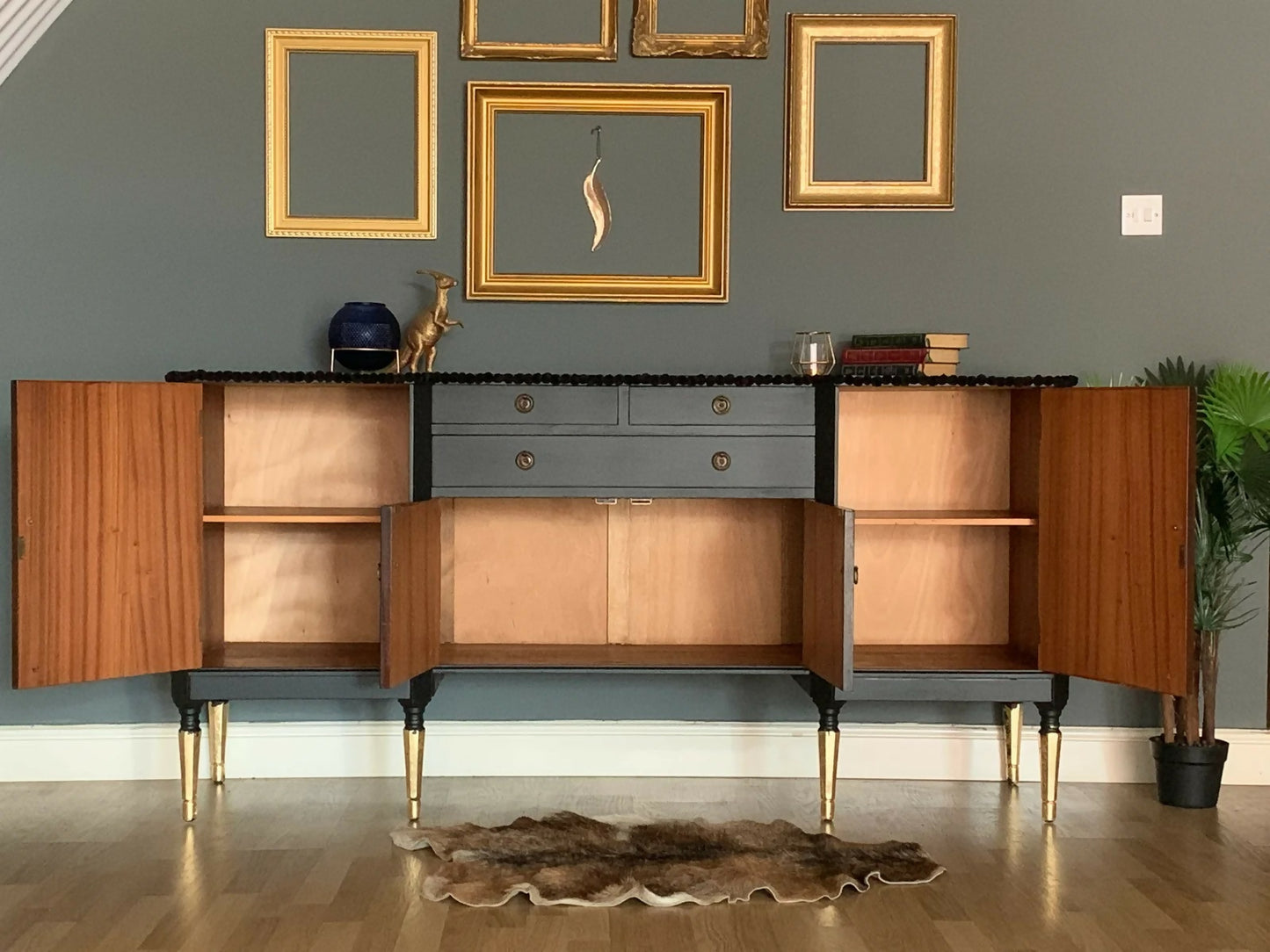 Black & gold vintage sideboard