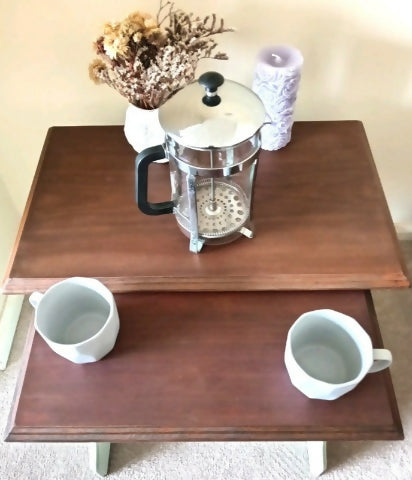 Vintage Upcycled Solid Oak Tudor Style Nesting Tables