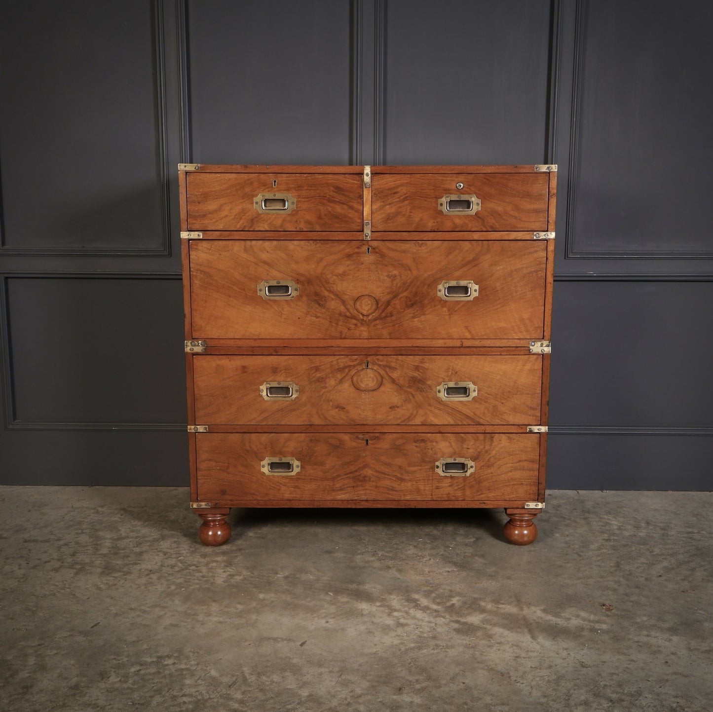 Vintage Mahogany Military Campaign Secretaire Chest