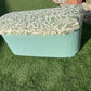 beautiful green repainted mid century storage seat/ ottoman. You choose the fabric from select given.