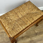 Footstool Vintage French Louis Style Oak Table Rush Seat Carved Stool LOT 6213