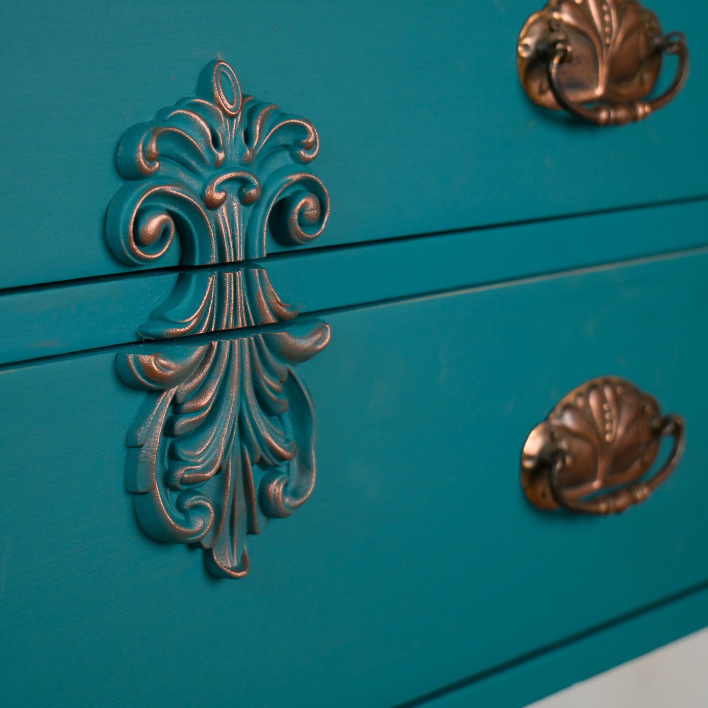 Vintage Upcycled Teal & Copper Chest of Drawers