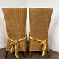 Pair Of Contemporary Wicker Back High Back Dining Chairs