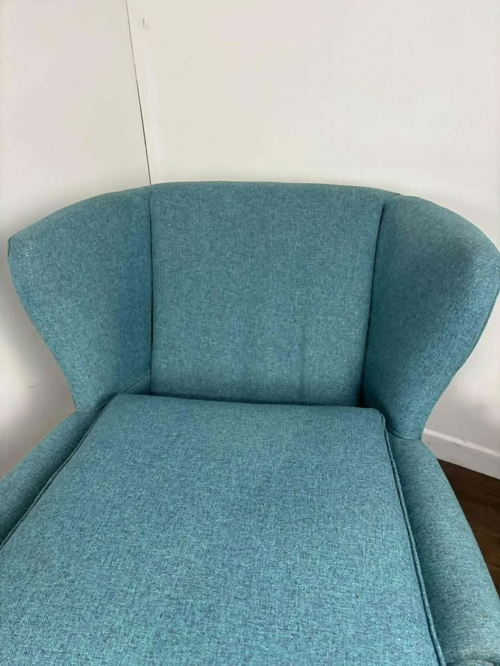 Contemporary Teal Wing Back Armchair