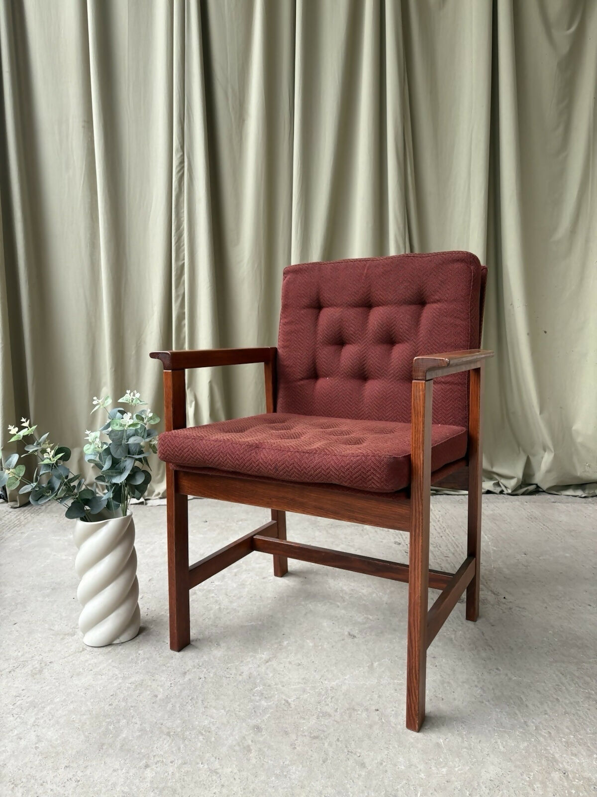 Vintage Late Mid Century Oak Chair Side Armchair Danish Scandi Retro R1087
