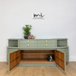 Refinished Nathan sideboard set in Pale Sage Green, modular, corner cabinet, tv stand, media unit, drinks, mid century modern, cupboard