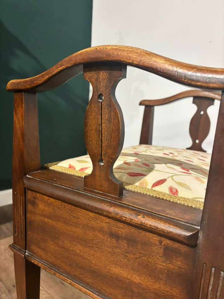 Edwardian mahogany piano stool4