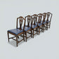 6 Georgian Mahogany Dining Chairs Blue Faux Leather Seats FREE UK Delivery