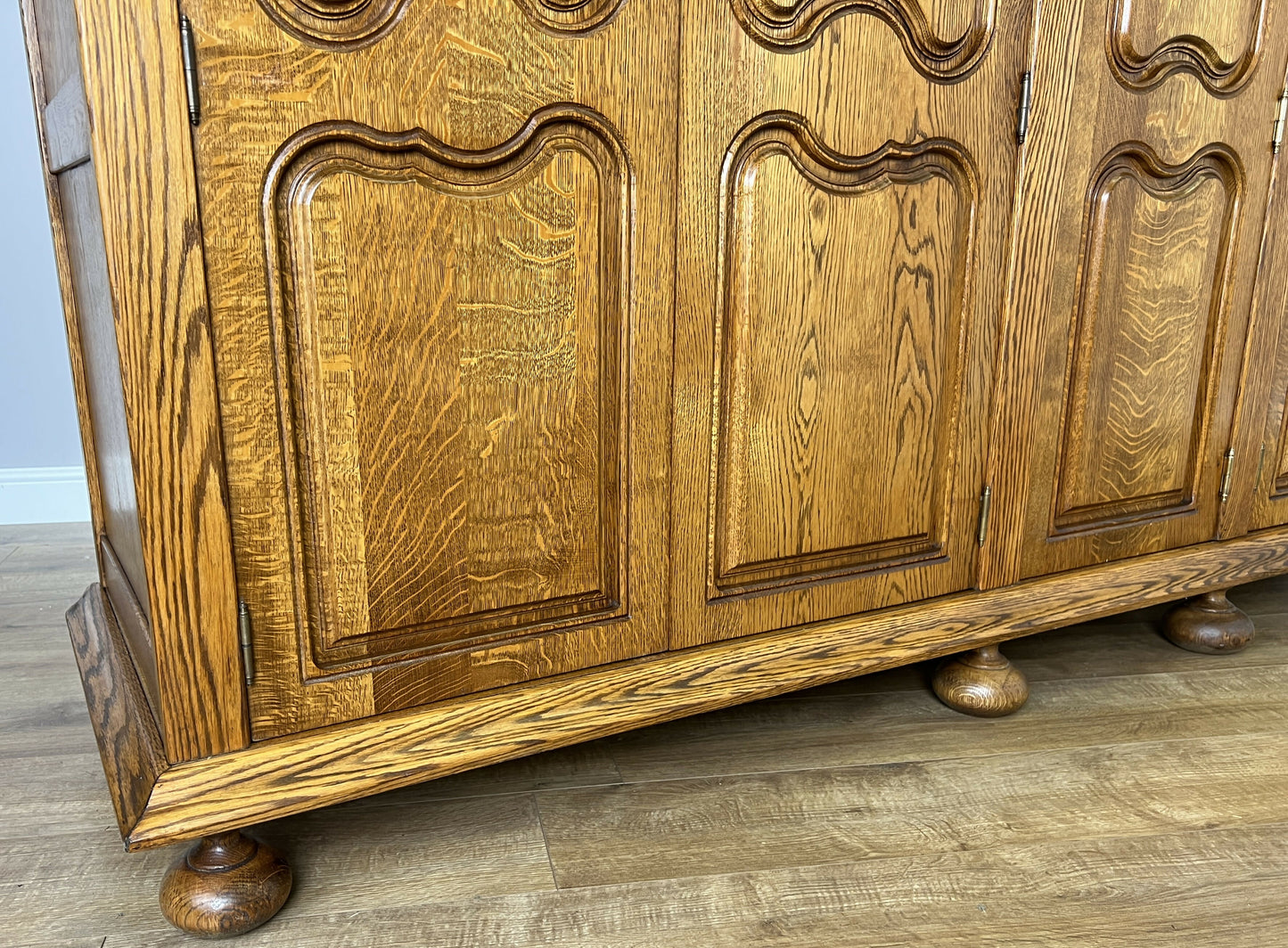 Wardrobe Vintage French Style Oak Five Door Carved Armoire Cabinet LOT 6111