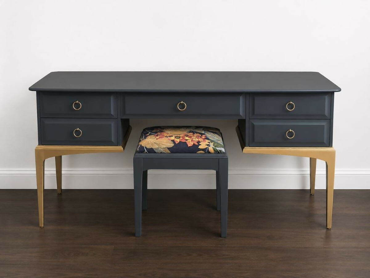 Vintage Stag Dressing Table, Desk Painted Upcycled Furniture Custom Commission