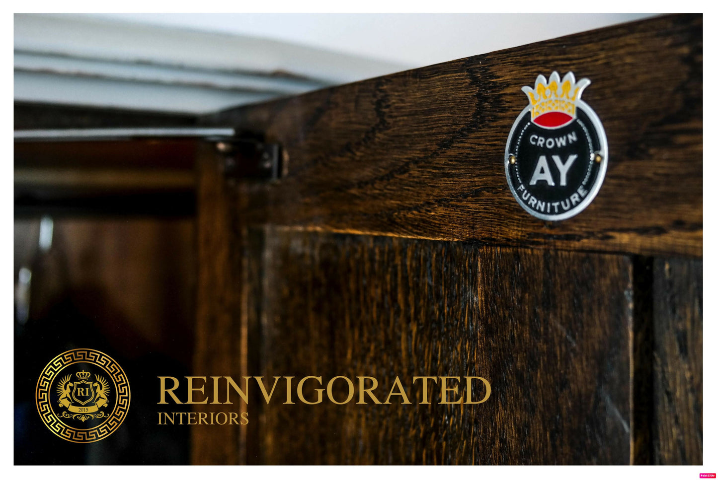 SOLD Oak Linenfold Hand Painted Wardrobe Armoire