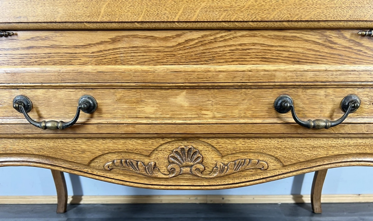 Cabinet Vintage French Louis XVI Oak Cupboard Carved Nightstand LOT 24347