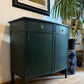 Newly refurbished bow fronted sideboard solid Wood Green antique vintage