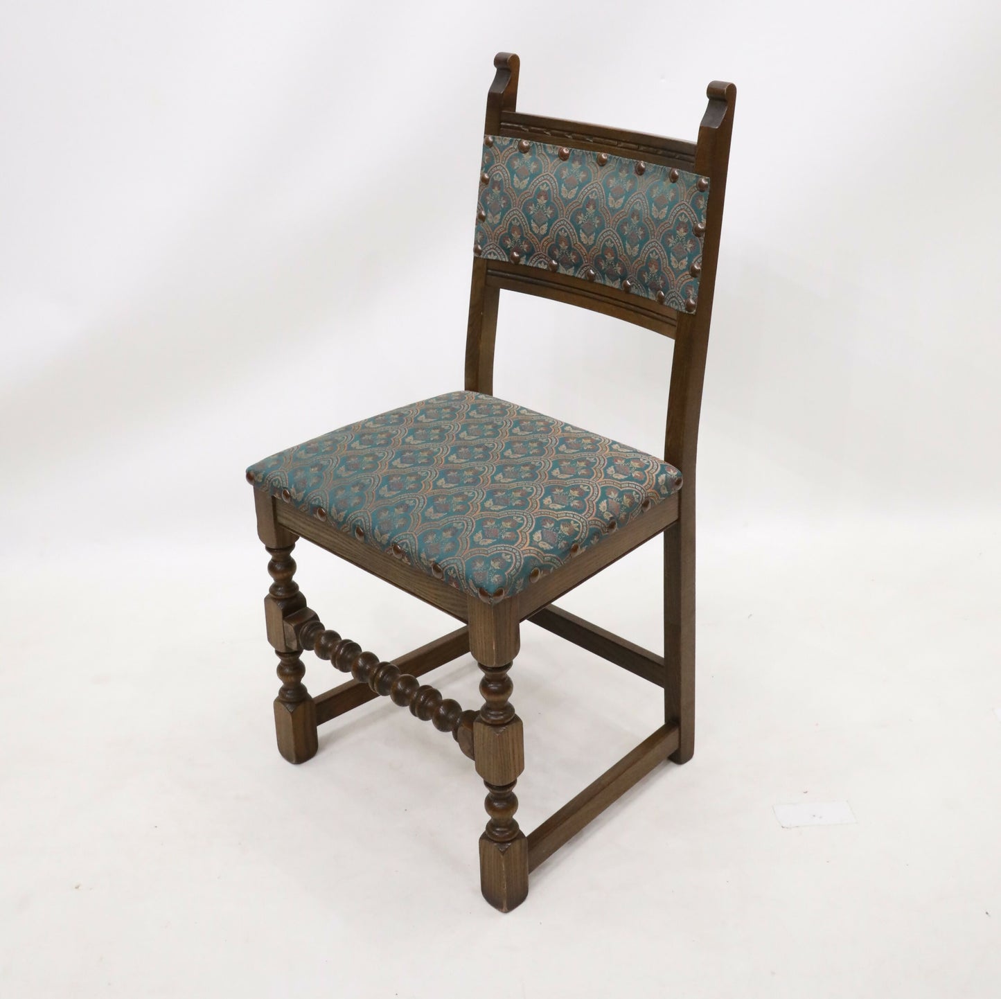 4 Old Charm Dining Chairs Light Oak Sherwood Green Upholstery FREE UK Delivery. SBR9775/0711D