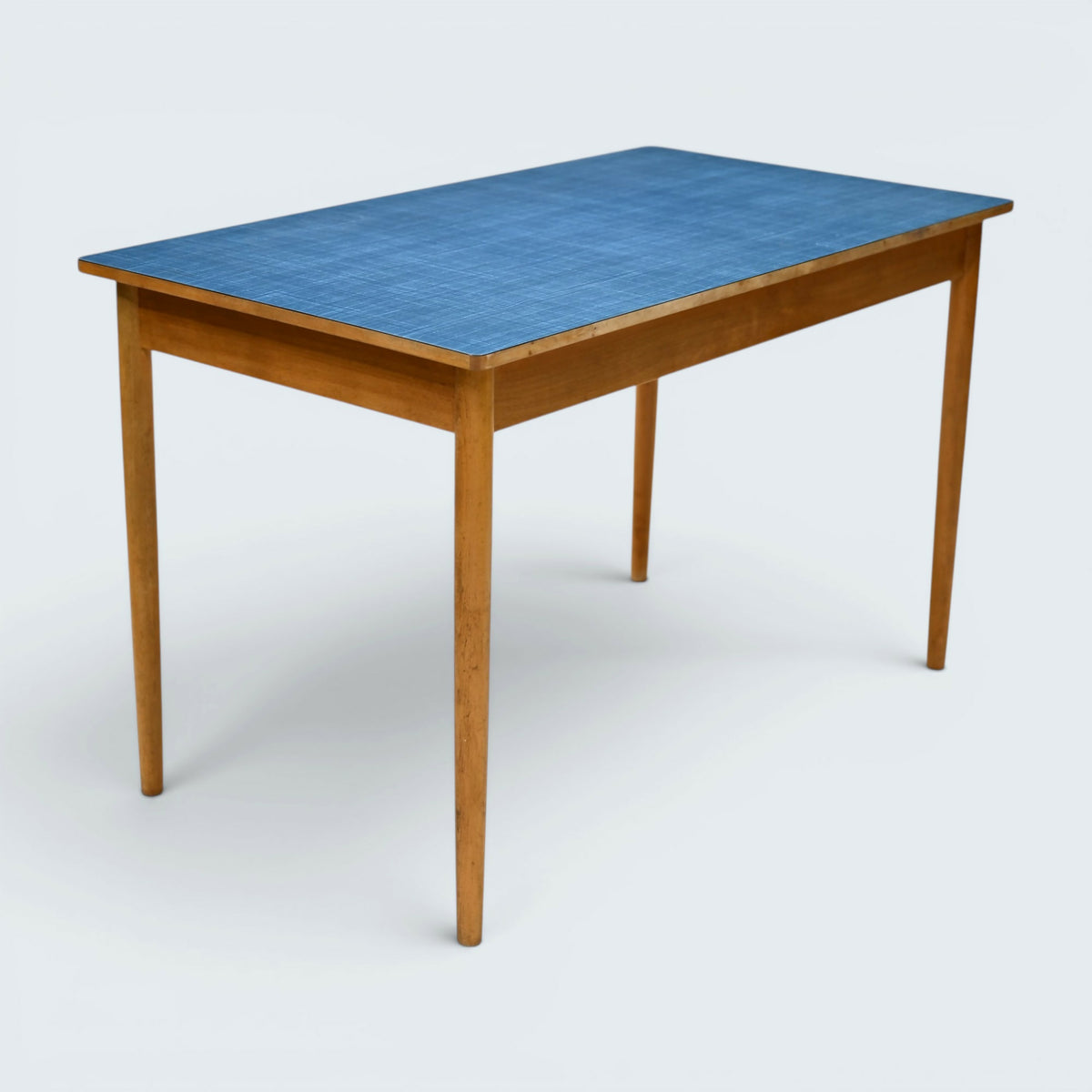 1950/60s Formica Kitchen / Dining Table Blue Top Turned Legs FREE UK Delivery*