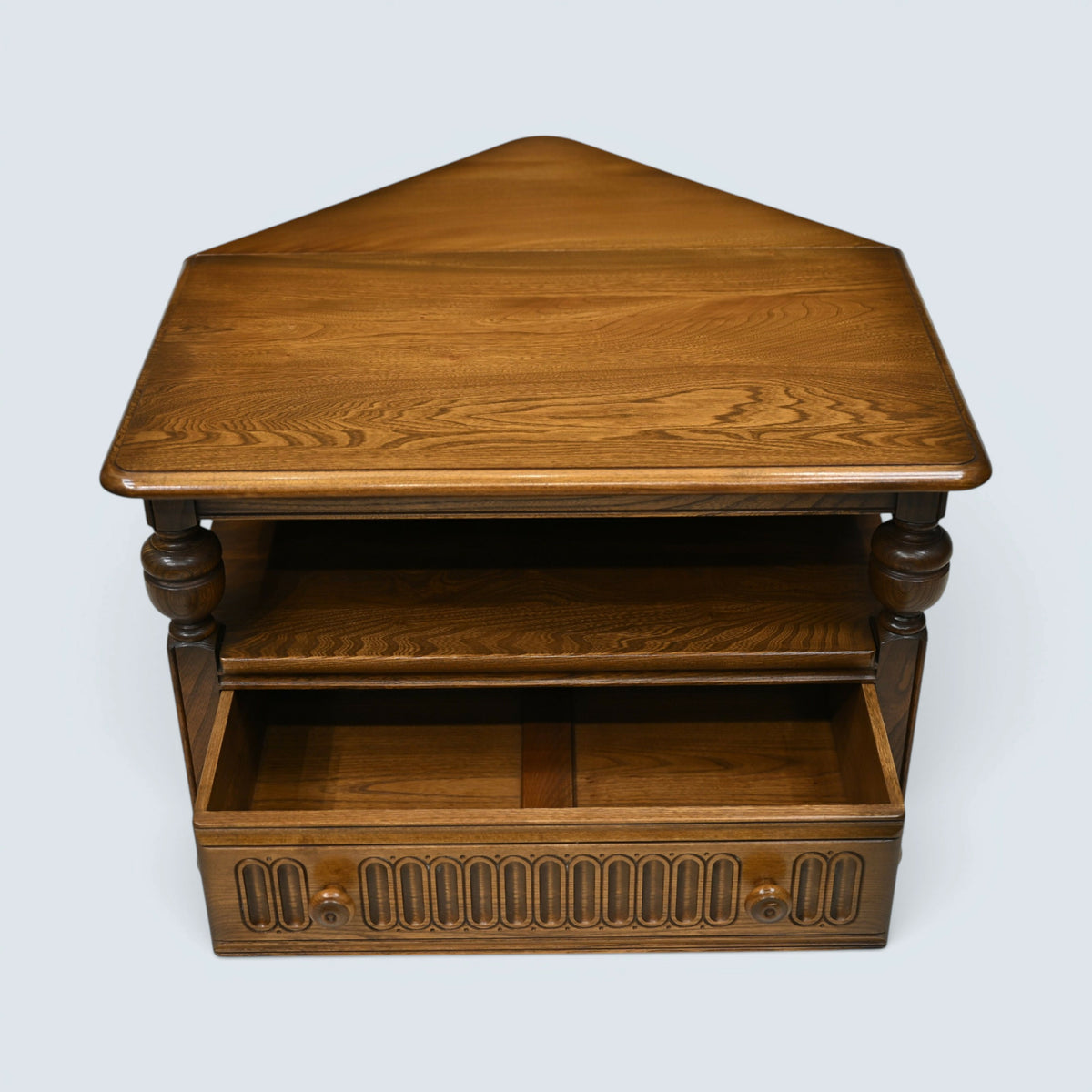 Ercol Corner TV Video Stand Corner Flap Golden Dawn Finish FREE UK Delivery*