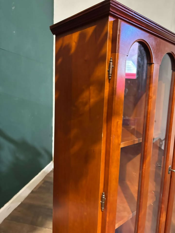 Contemporary Mahogany Glazed Three Door Glazed Bookcasecv