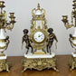 Clock Antique Louis XV Brass Marble Garniture Set With Candelabras LOT 6026