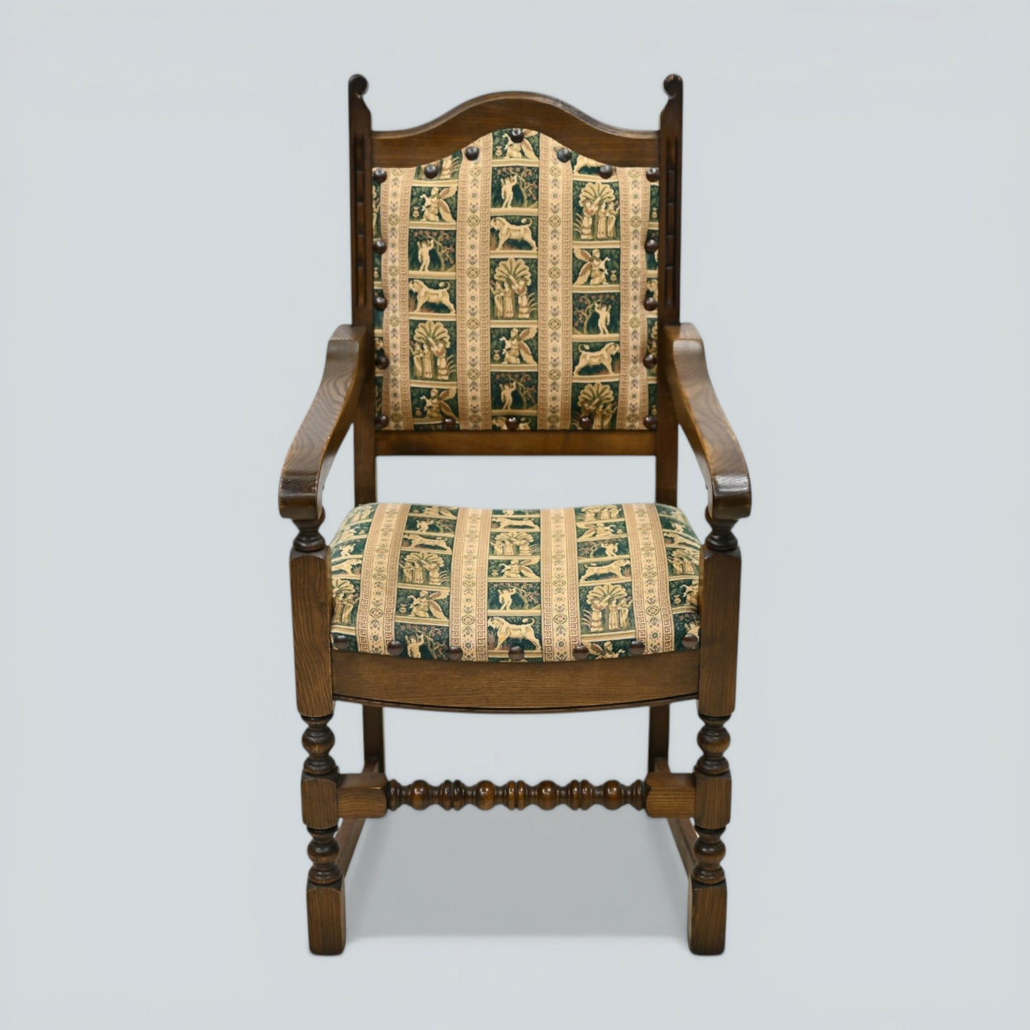 6 Old Charm Dining Chairs Premium Studded Upholstery Light Oak FREE UK Delivery*