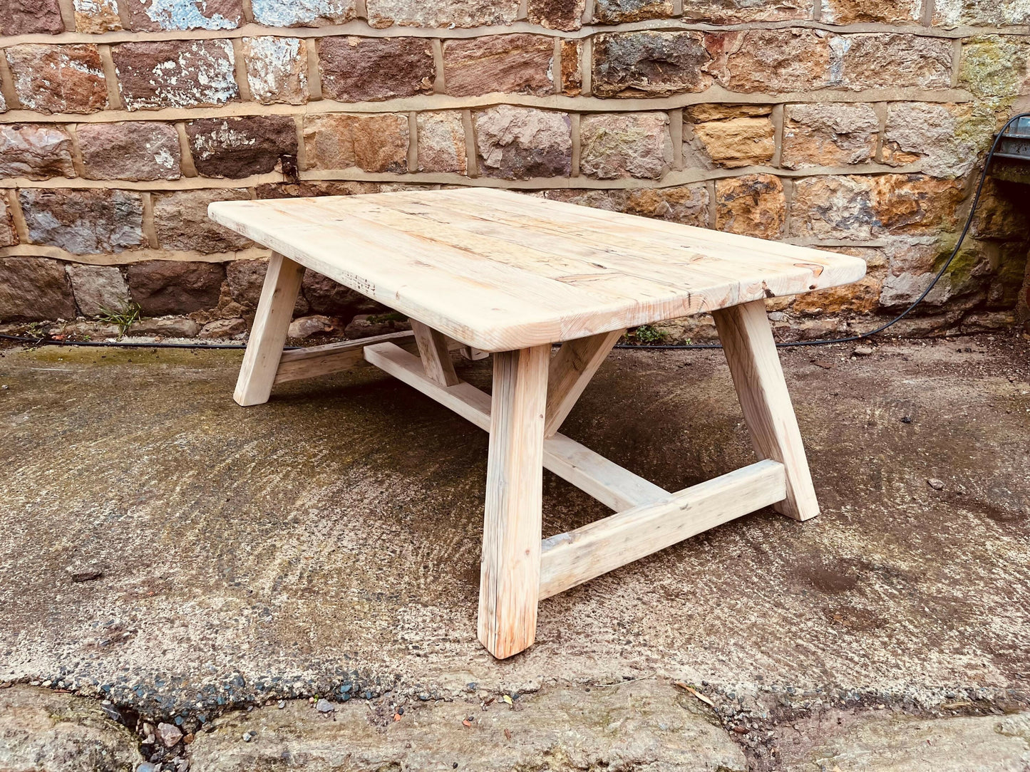 Handmade Reclaimed Wood Coffee Table | Rustic Farmhouse Low Table | Solid Timber | Vintage Cottage Style Living Room Furniture