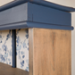 Vintage Open Bookcase | Upcycled Display Cabinet | Blue Botanical Shelving Unit | Hand Painted Furniture
