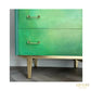Mid Century Chest of Drawers Hand Painted Green With Gold Legs