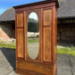 Antique Edwardian Mahogany Inlaid Mirrored Wardrobe With Drawer
