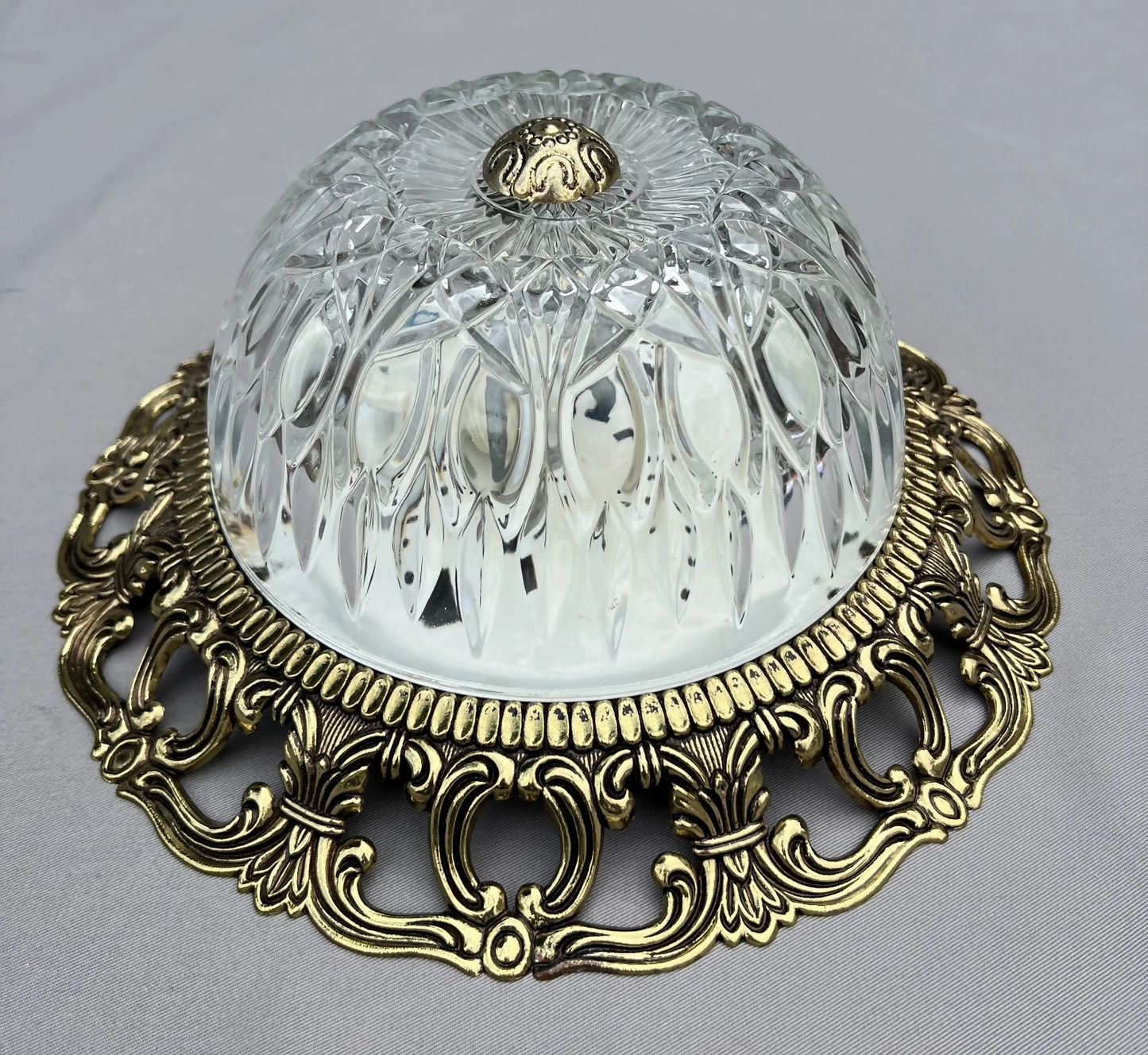 Ceiling Lamp Vintage French Brass Pressed Crystal Pendant Chandelier LOT 6000
