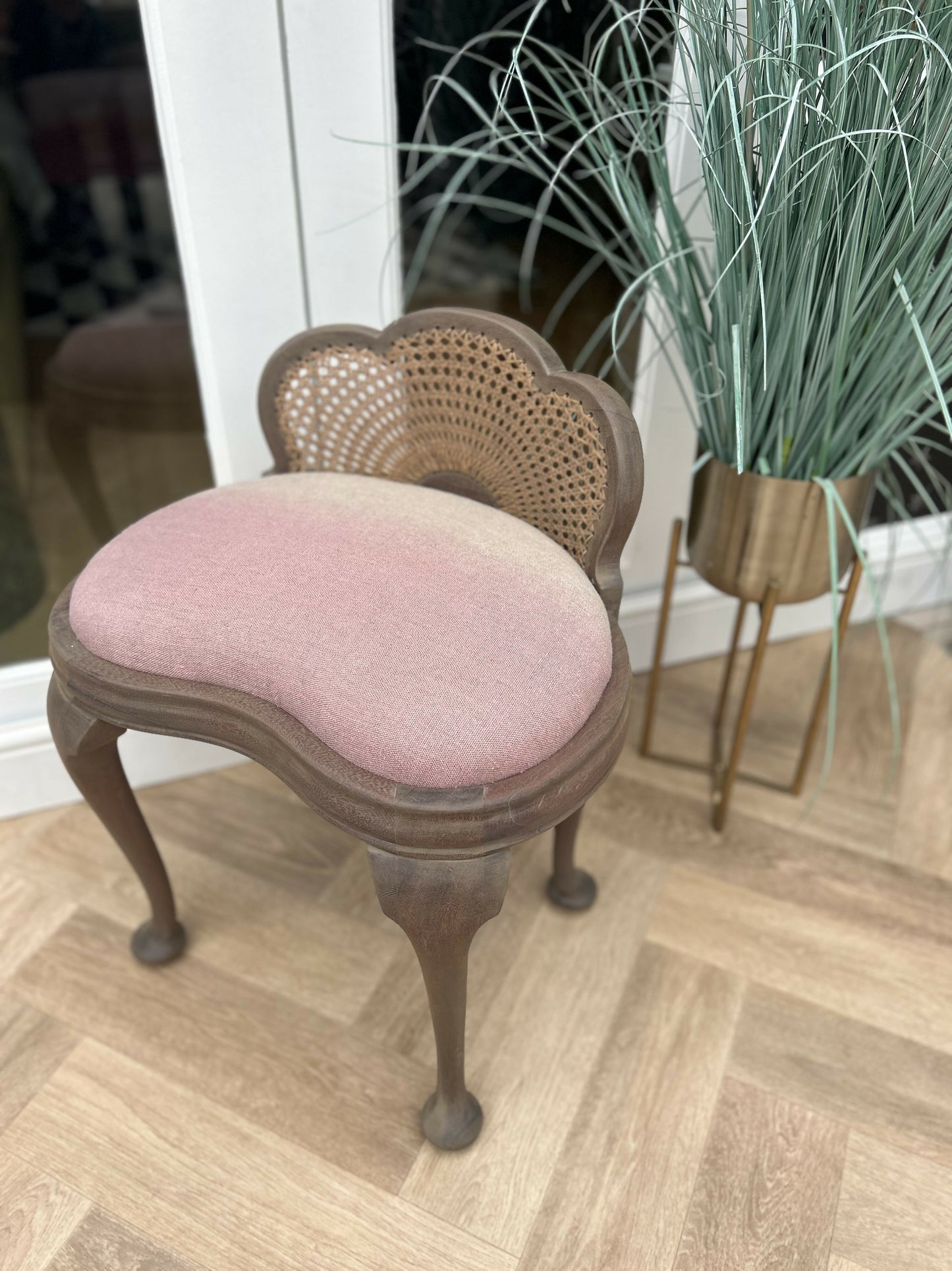 Vintage Cocktail/ Dresser Chair Upholstered Pink Ombre Linen