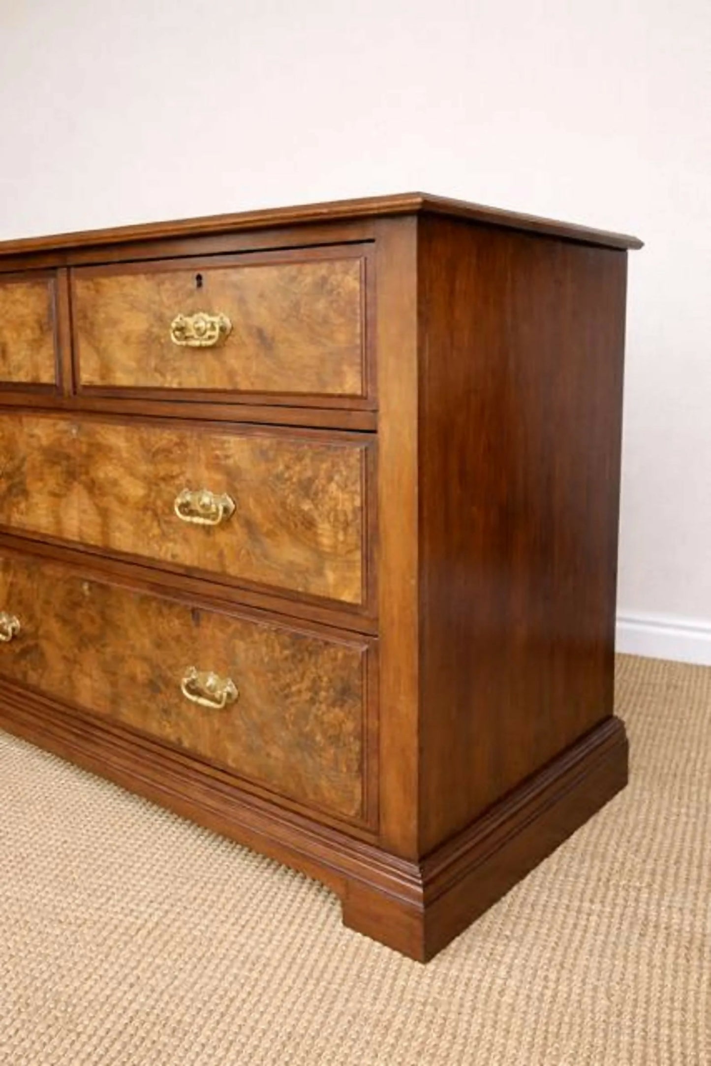 Vintage Georgian Burr Walnut Chest Of Drawers | Walnut Chest | English Country Furniture